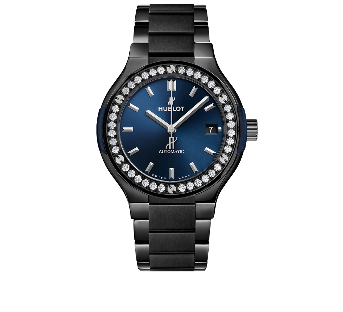 Часы Ceramic Blue Bracelet Diamonds HUBLOT Classic Fusion 585.CM.7170.CM.1204 - фото 1 – Mercury