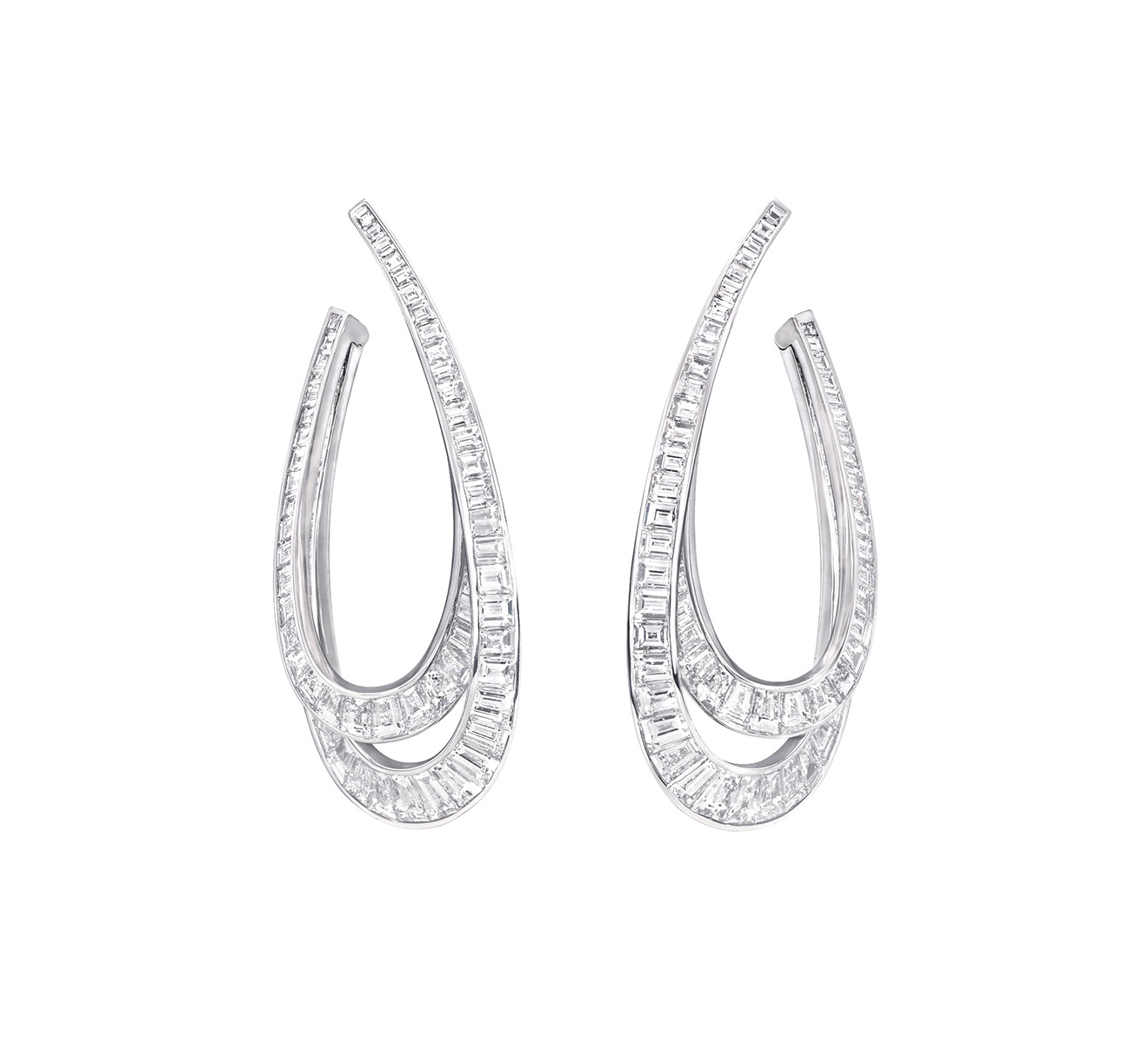 Graff Rge 1193 Серьги GRAFF Hoops RGE 1281, белое золото, бриллианты | Mercury