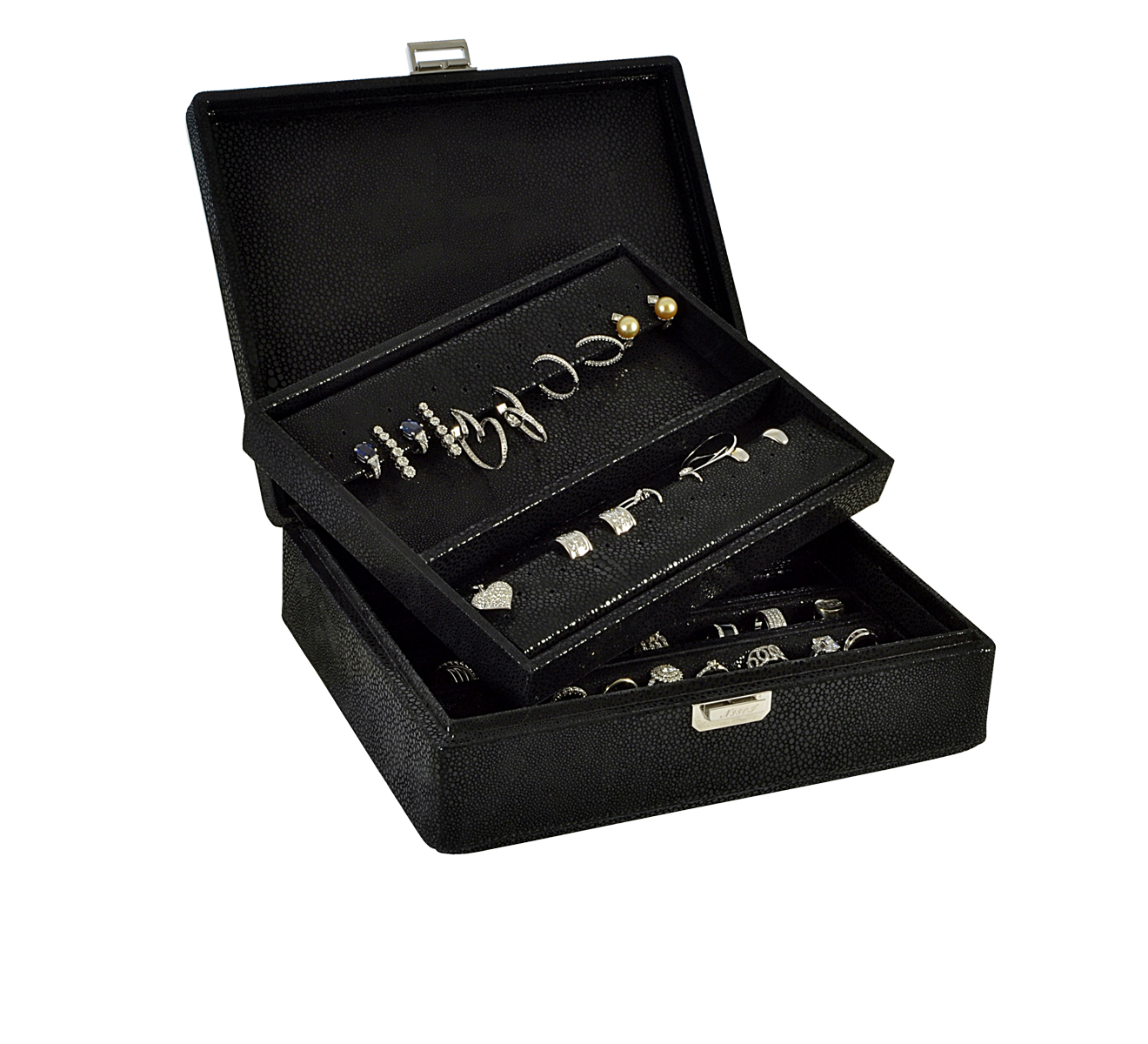 Коробка для украшений SCATOLA del TEMPO Watch and jewelry cases TESORO NEW BLACK NABUK R - фото 1 – Mercury