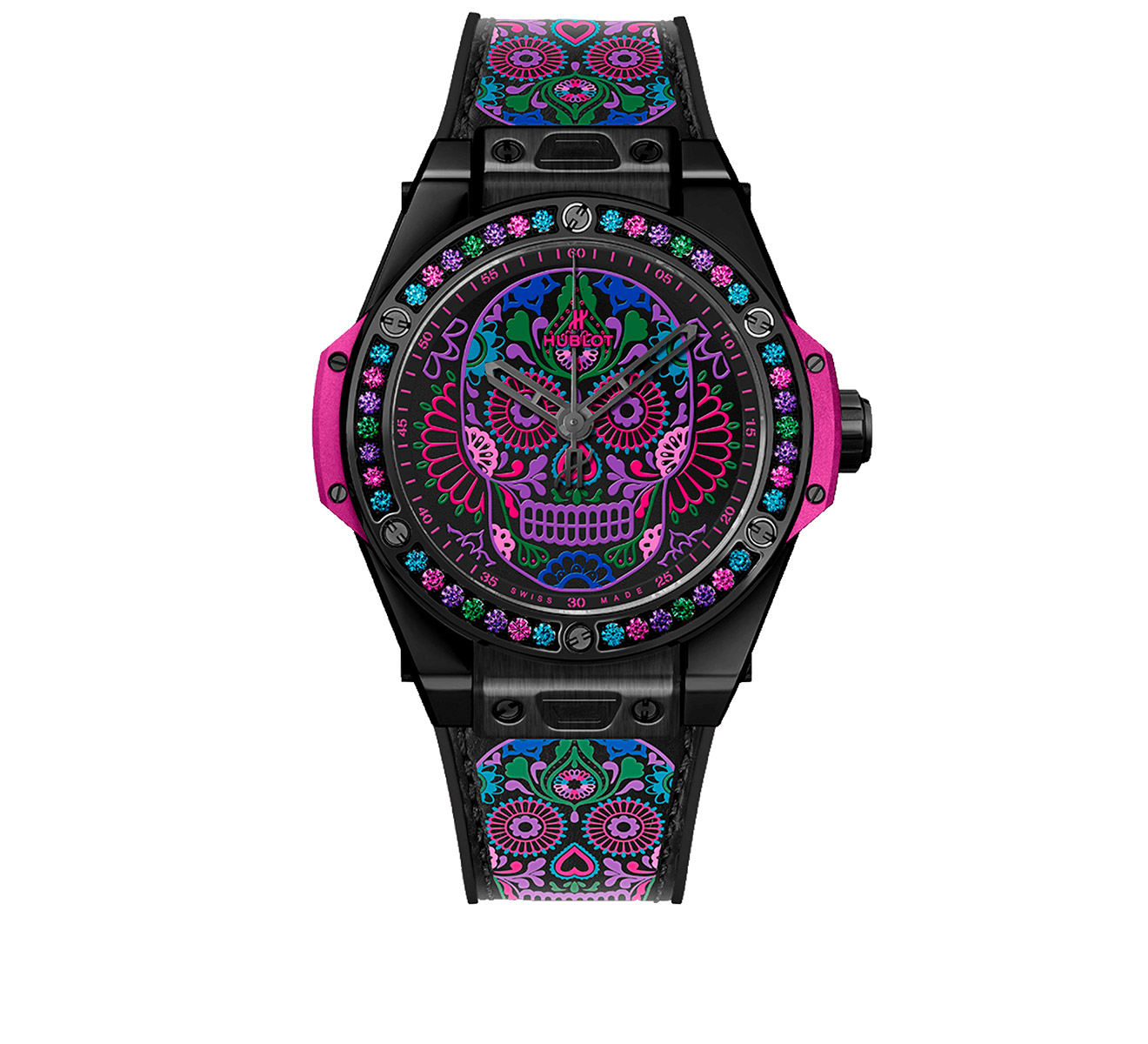 Часы One Click Calavera Catrina Black Ceramic HUBLOT Big Bang 465.CX.1190.VR.1299.MEX18 - фото 1 – Mercury