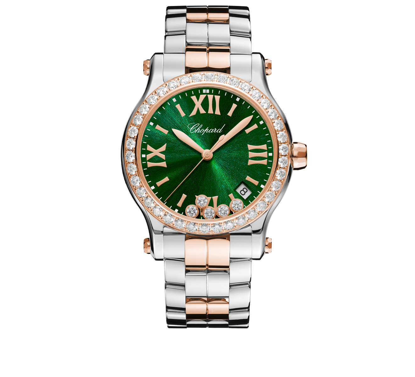Часы Happy Sport Chopard Happy Sport 278582-6008, 36 мм, сталь и розовое золото, указатель даты