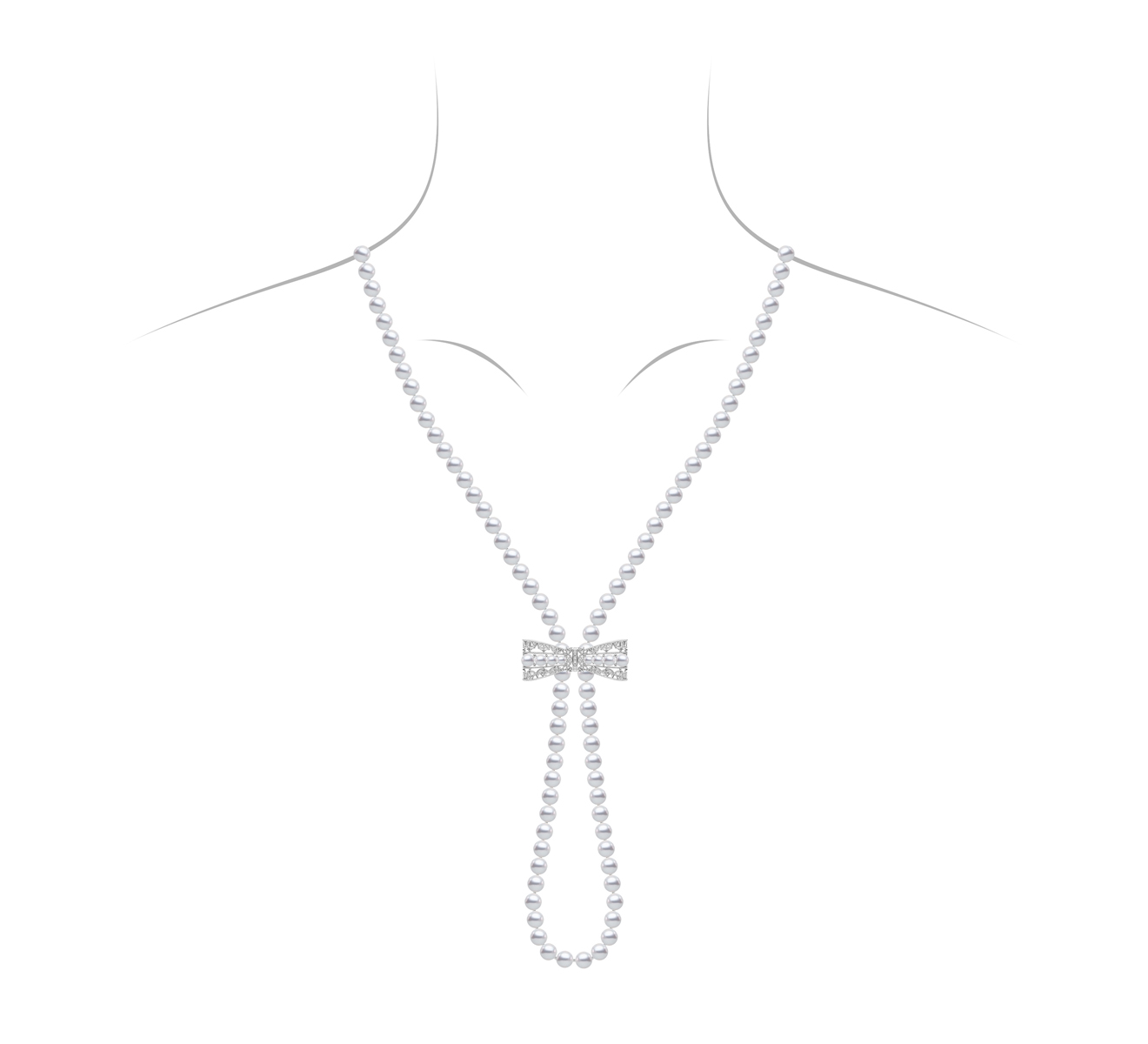 Комплект: колье, брошь и застежка MIKIMOTO Ribbon MZQ 10037 ADXW - фото 4 – Mercury