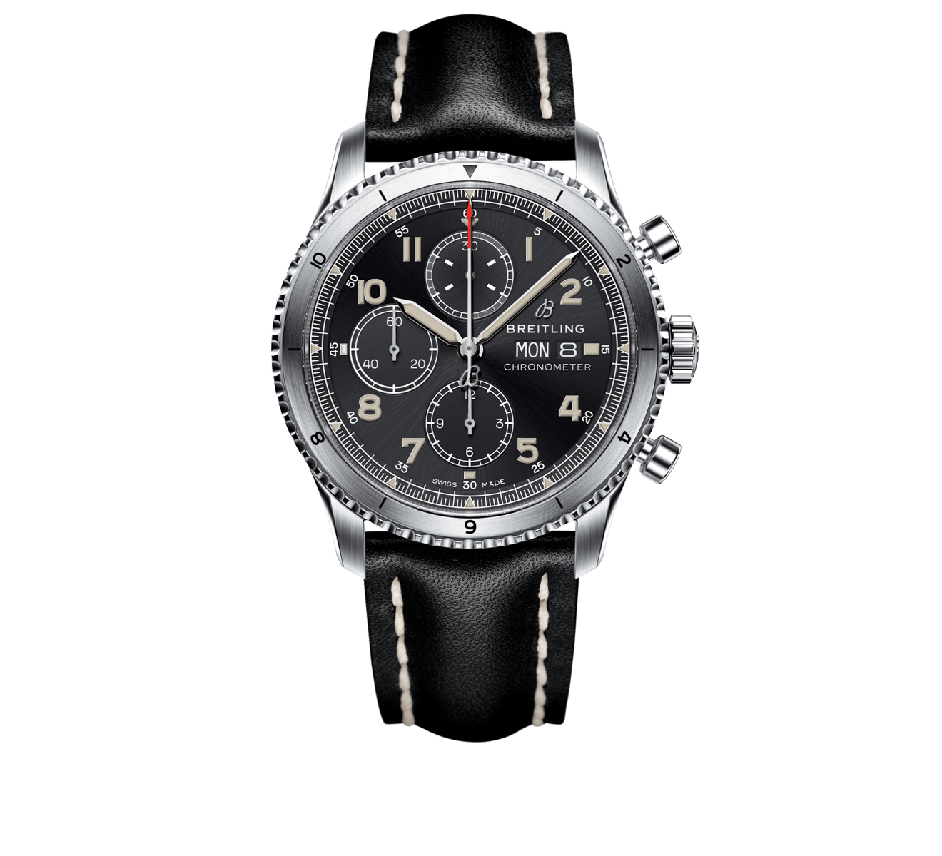 Часы Aviator 8 Chronograph Breitling Aviator 8 A13316101B1X1, 43 мм, сталь, хронограф