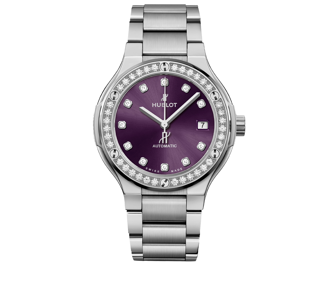 Часы Titanium Purple Diamonds Bracelet HUBLOT Classic Fusion 568.NX.897V.NX.1204 - фото 1 – Mercury