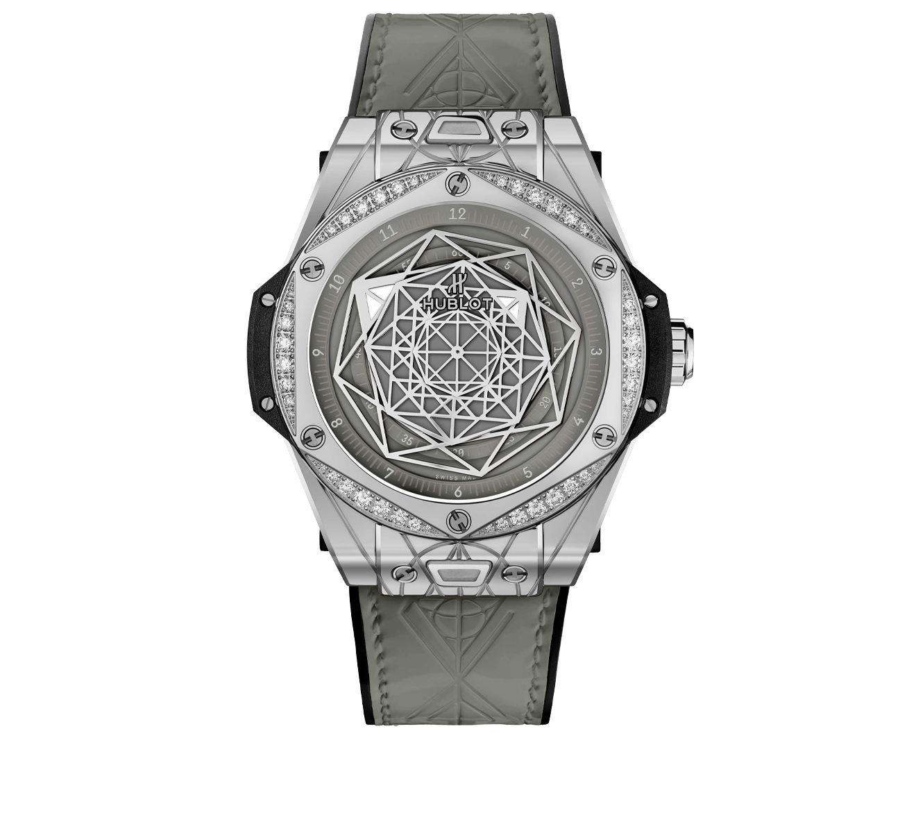 Часы One Click Sang Bleu King Steel Grey Diamonds HUBLOT Big Bang 465.SS.7047.VR.1204.MXM20 - фото 1 – Mercury