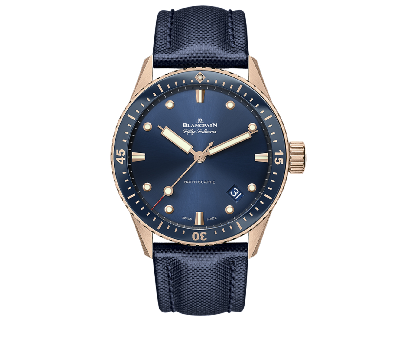 Часы Fifty Fathoms Bathyscaphe Blancpain Fifty Fathoms 5000 36S40 O52A - фото 1 – Mercury