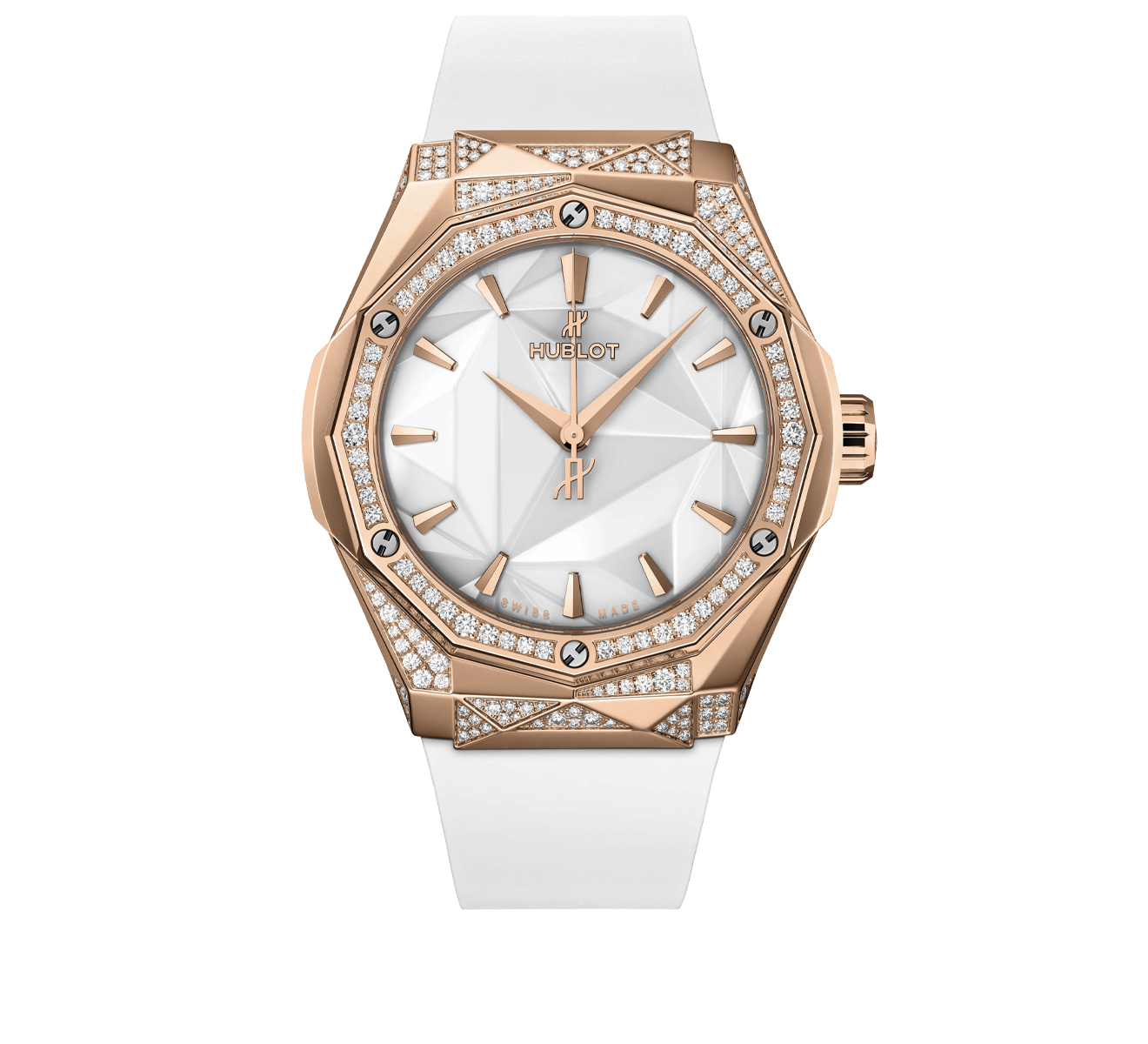 Часы Orlinski King Gold White Alternative Pavé HUBLOT Classic Fusion 550.OS.2200.RW.1804.ORL20 - фото 1 – Mercury