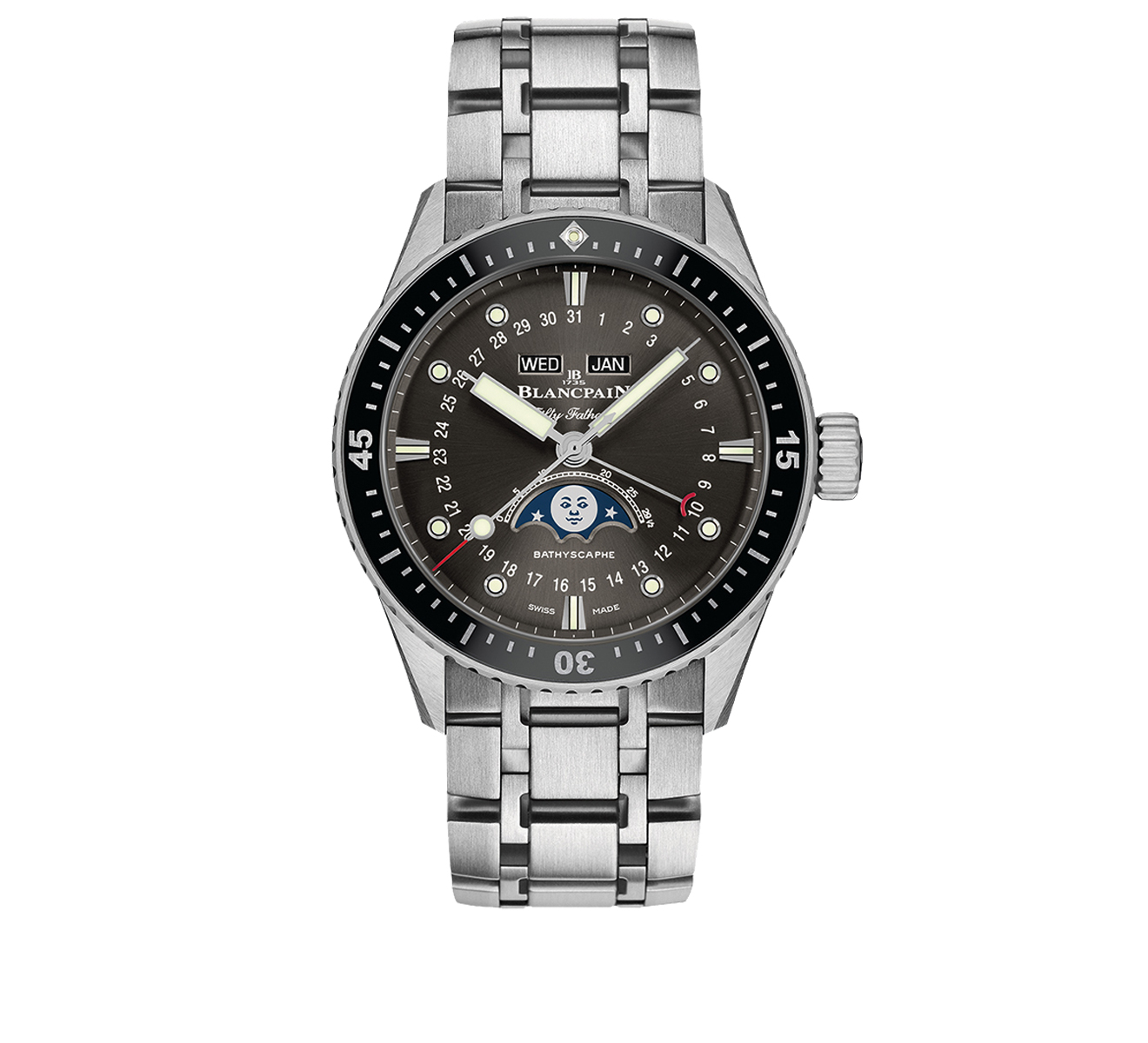 Часы Bathyscaphe Quantieme Complet Phases De Lune Blancpain Fifty Fathoms 5054 1110 70B - фото 1 – Mercury