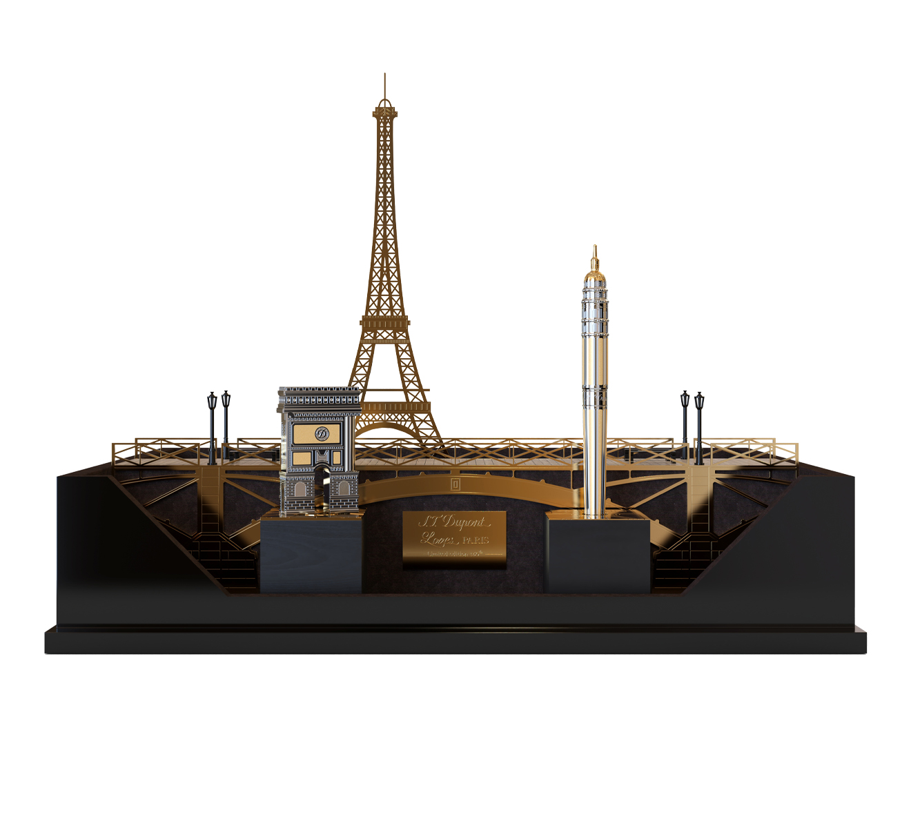 Набор: ручка (перьевая/роллер) и зажигалка на подставке S.T. Dupont S.T. Dupont Loves Paris C2STDLOVESPARIS - фото 1 – Mercury