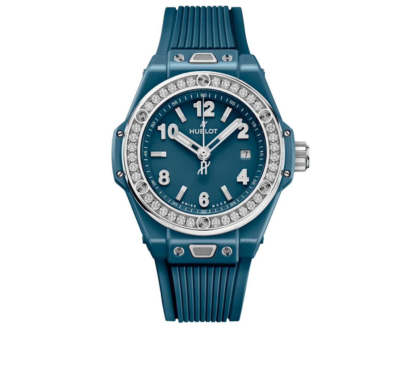 Часы Big Bang One Click Petrol Blue Ceramic Diamonds HUBLOT Big Bang 485.ES.5171.RX.1204 - фото 1 – Mercury