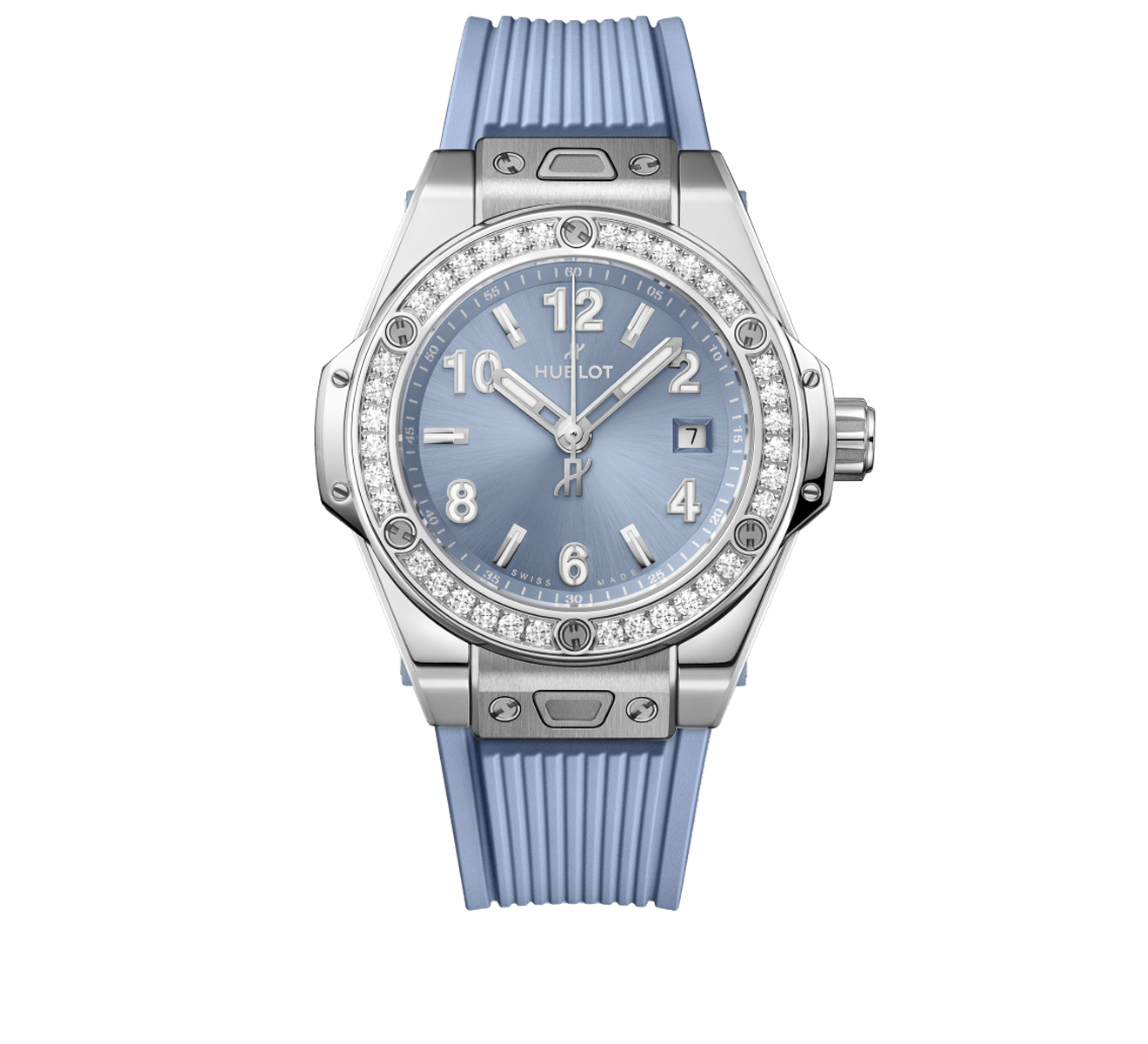 Часы One Click Steel Coal Blue Diamonds HUBLOT Big Bang 485.SX.717B.RX.1204 - фото 1 – Mercury