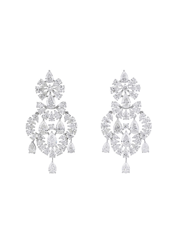 Серьги GRAFF Chandelier RGE 865, белое золото, бриллианты
