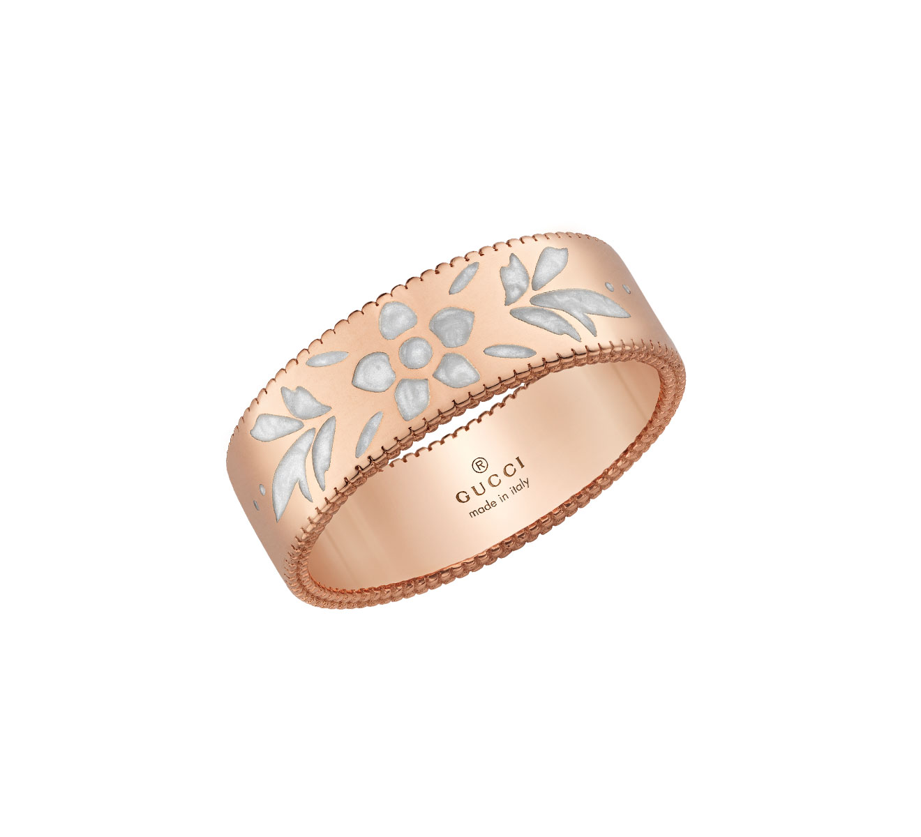 Кольцо Icon Blooms Gucci Icon YBC434525002, розовое золото, эмаль | Mercury