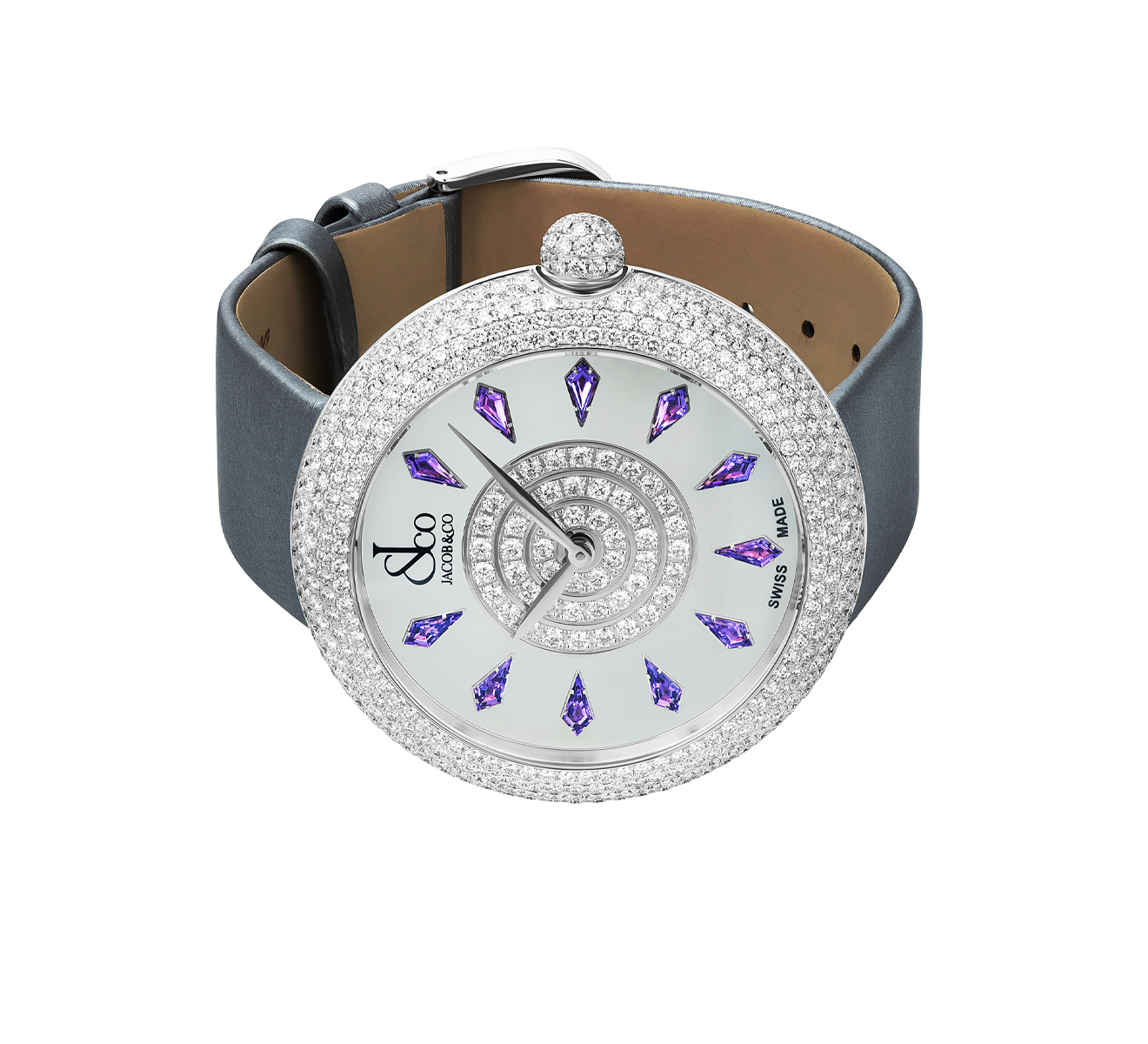 Часы Jacob&Co Brilliant Half Pave BQ030.10.RH.KH.A, 44 мм, сталь ...