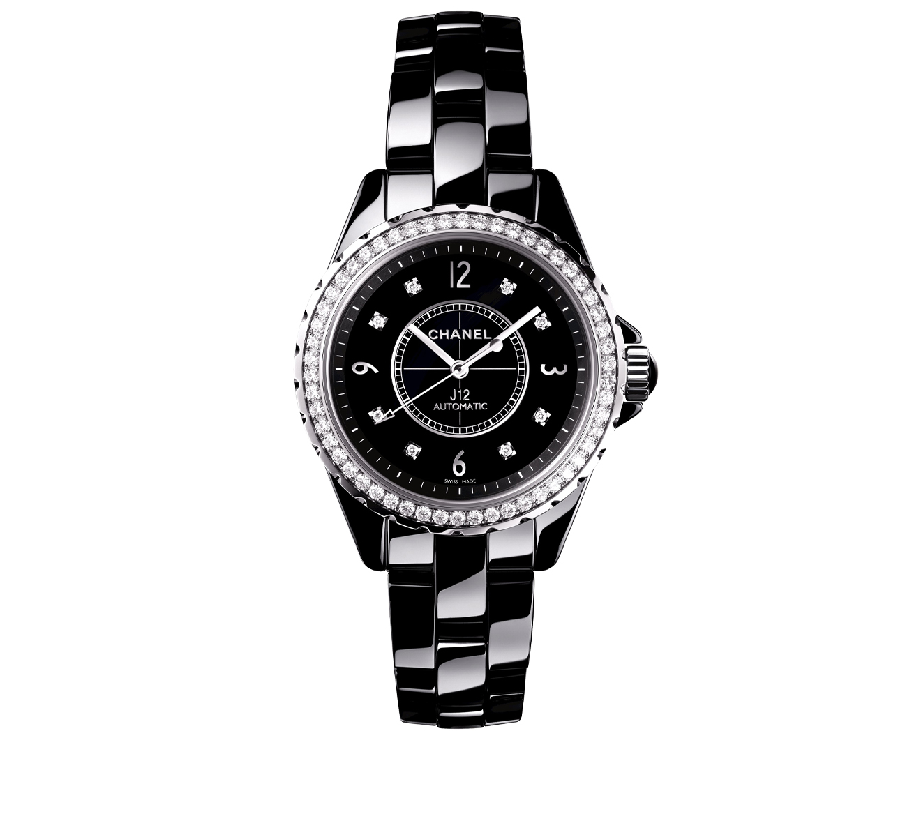 Часы J12 Chanel J12 H6526, 38 мм, керамика, бриллианты | Mercury