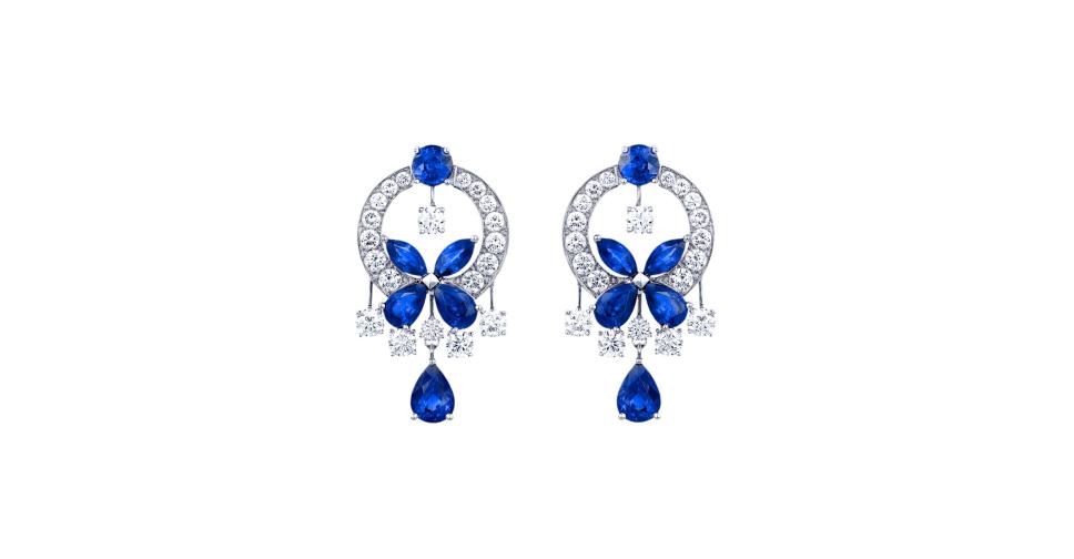 Graff Rge 1193 Серьги GRAFF Butterfly RGE 601, белое золото, бриллианты, сапфиры | Mercury