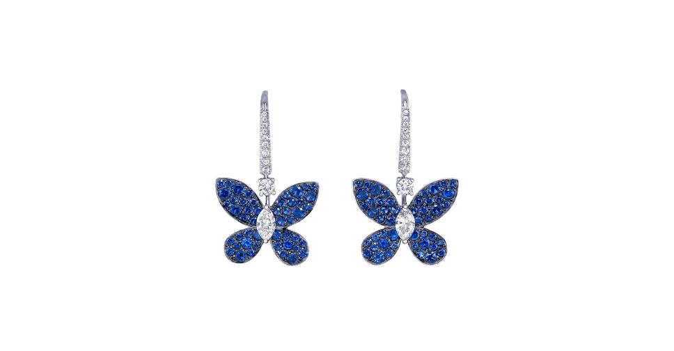 Graff Rge 1193 Серьги GRAFF Butterfly RGE 643, белое золото, сапфиры, бриллианты | Mercury