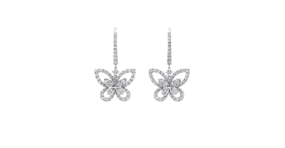 Серьги GRAFF Butterfly RGE 1617, белое золото, бриллианты | Mercury